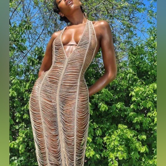Fashion Nova Primi Relaxing All Summer Crochet Cover Up Maxi Dress - Picture 3 of 4